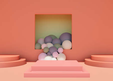colorful dimensional geometric podium designの写真素材