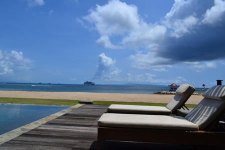 Ocean view at Nusa Dua beach resort in Bali islandの写真素材