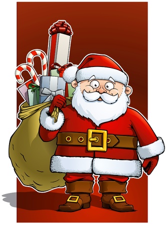 Santa holding a big sack of gifts. のイラスト素材
