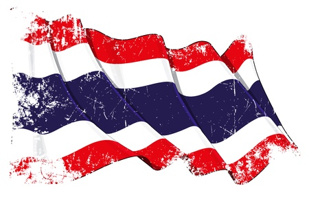 Waving Thai flag under a grunge texture layerのイラスト素材