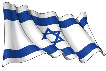 Waving Israeli flag - EPS v 10 File and a 6800 x 4500 pxl with clipping path Preview JPG - Transparency is used on the shading layersのイラスト素材