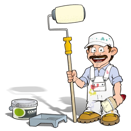 Handyman - Paint Roll Painter Whiteの写真素材