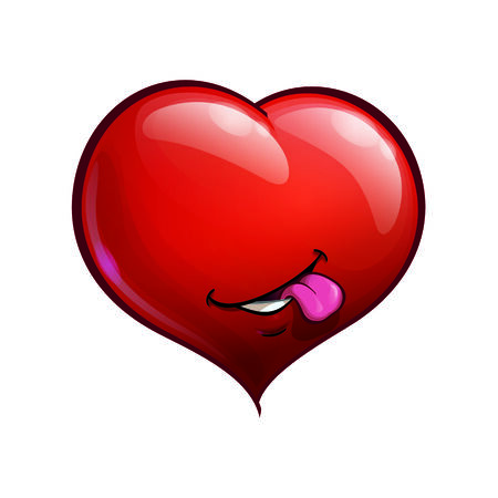 Cartoon Illustration of a Heart Emoticon playfully smiling のイラスト素材