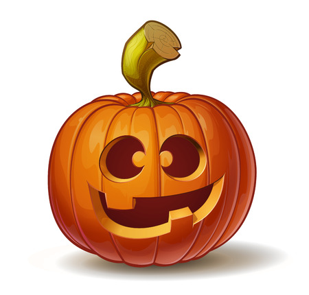 Cartoon vector illustration of a Jack-O-Lantern pumpkin curved in a funny expression, isolated on white. Neatly organized and easy to edit EPS-10のイラスト素材