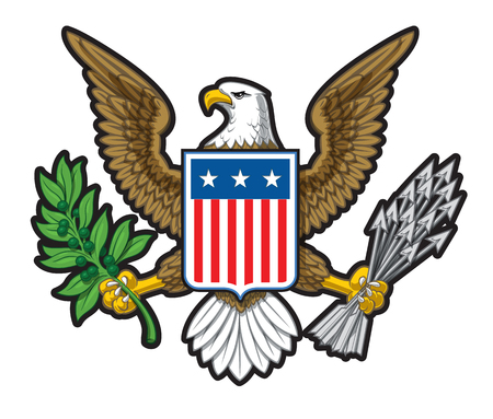 Vector illustration of the American Bold Eagle National Symbol. The design has two layers of shadow to give the illustration more depth.のイラスト素材