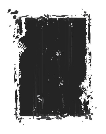 Illustration of a black grunge vector frame isolated in white background. Easy color editing via global color.のイラスト素材