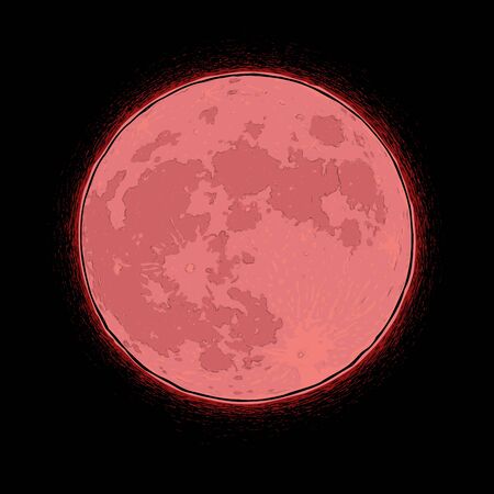 Free Hand Halloween Cartoon illustration of a Bloody full Moon. Vectorized with Lineart, Shading,...