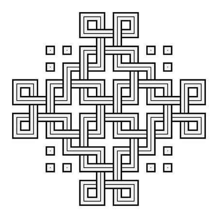 Vector Illustration of a Viking Nordic knot - mystic, decorative symbol with interweaved Golden Engraved lines. Lines, engraving and fill color neatly in separate well-defined Layers.のイラスト素材