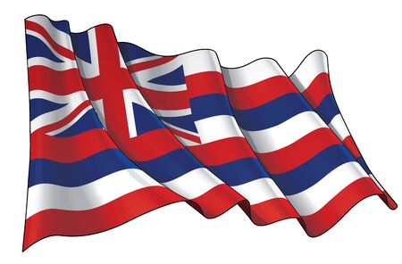 Vector illustration of a Waving Flag of the State of Hawaii. All elements neatly on well-defined layers and groups.のイラスト素材