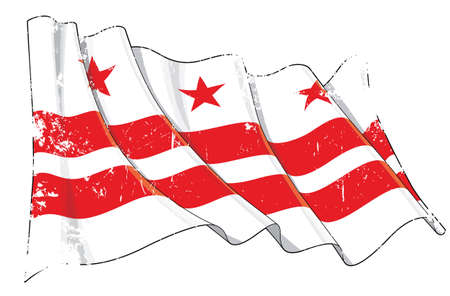 Vector Textured Grunge illustration of a Waving Flag of Washington DC. All elements neatly on well-defined layers and groups.のイラスト素材