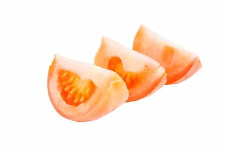 One fresh red tomato isolated on whiteの写真素材