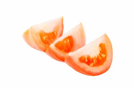 One fresh red tomato isolated on whiteの写真素材