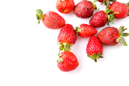 Red Strawberry on white backgroundの写真素材