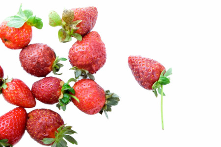 Red Strawberry on white backgroundの写真素材