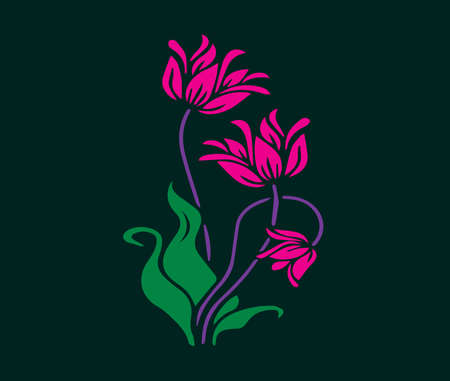 Pink color flower vector design concept art.のイラスト素材