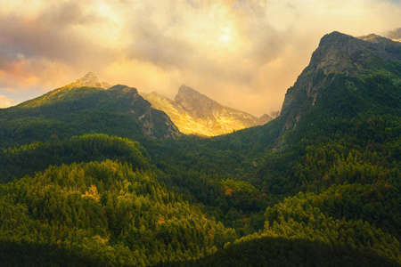 Natural beautiful mountain and sunset image and picture
