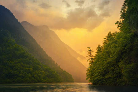 Natural beautiful mountain and sunset image and pictureの写真素材