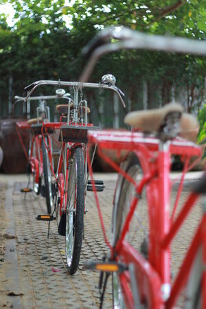 Antique classic red bicycle from post man in japan