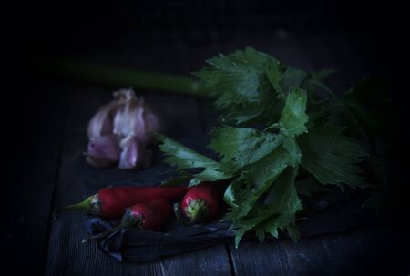 Natural vegetables in the moonlight.の写真素材