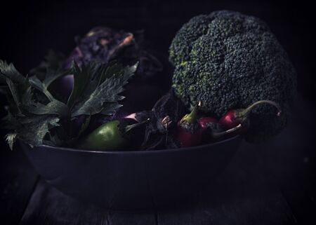 Natural vegetables in the moonlight.の写真素材