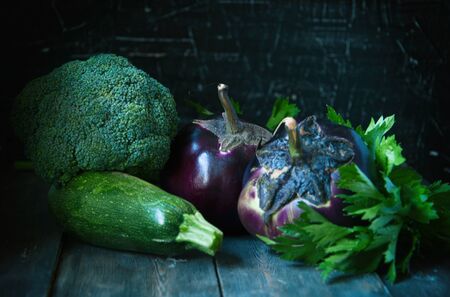 Natural vegetables in the moonlight.の写真素材