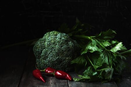 Natural vegetables in the moonlight.の写真素材