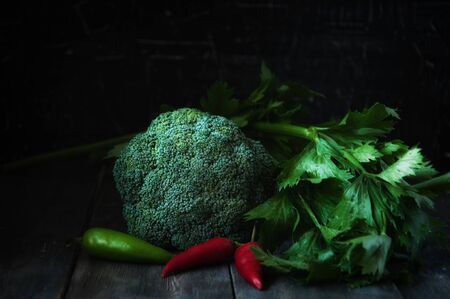 Natural vegetables in the moonlight.の写真素材
