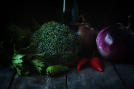 Natural vegetables in the moonlight.の写真素材