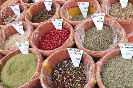 Spices sold in the market in Franceの写真素材