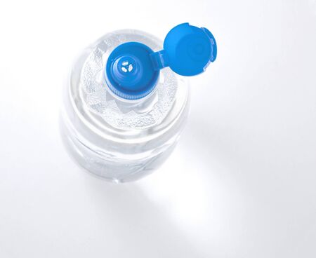 View from the top to the plastic water bottleの写真素材