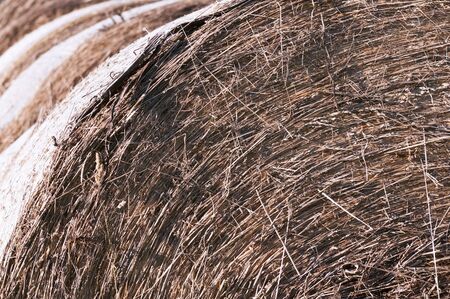 Close-up of the round bales of strawの写真素材