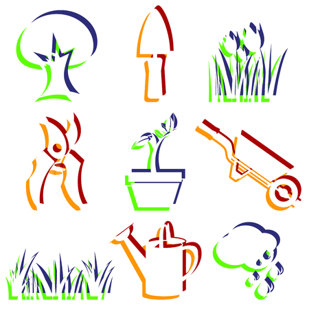 Set of garden icons  Objects   design elements  の写真素材