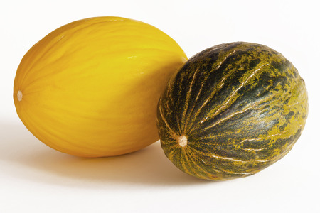 Canary melon and piel de sapo melon の写真素材