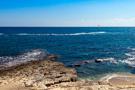 The landscape with a rocky shore and the seaの写真素材