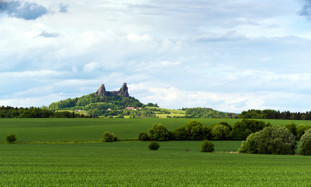 Spring landscape with Trosky Castle, Czech Republicの写真素材