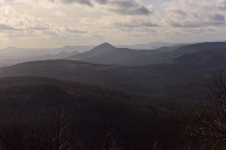 The autumn landscape with a mountain range. Czech Republicの写真素材