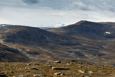 The view of the landscape from the top of Mount Njulla. Northern Swedenの写真素材