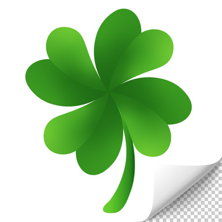 Four leaf clover isolated on Transparent background. St. Patricks Day. Cute green icon. PNG.のイラスト素材
