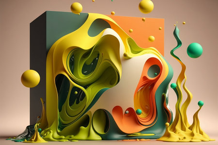 3d abstract Earth day art composition. Global warming artwork. Generative AI.の素材