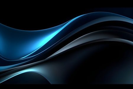 Amoled wallpaper with pure black and blue waves. Generative AI.の素材