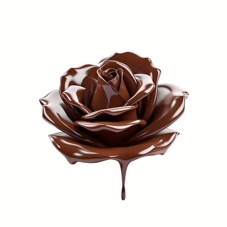 Chocolate rose isolated on white background. World Chocolate Day. Generative AI. PNG.の素材