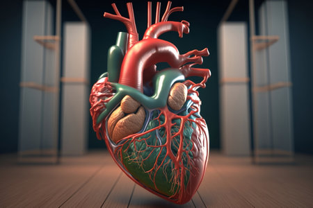 Anatomically detailed Human heart model. Generative AI.の素材