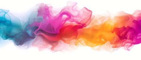 Abstract colorful smoke on white background. Generative AI.の素材