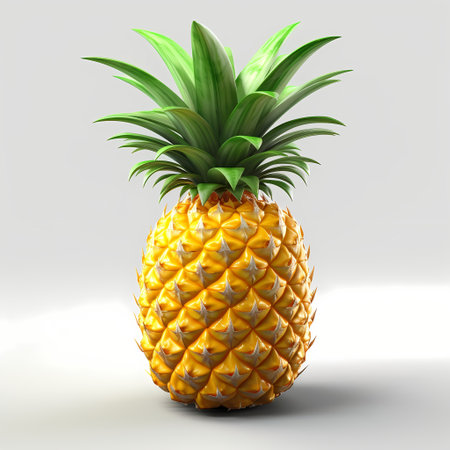 Close-up tasty 3d realistic Pineapple, isolated on white background. Generative AI.の素材