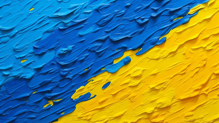 Art illustration in the colors of the Ukrainian flag. Generative AI.の素材