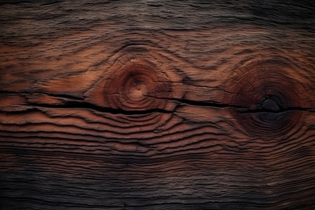 Close-up dark wood texture. Generative AI.の素材