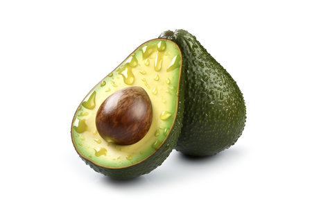 Close-up avocado isolated on white background. Generative AI..の素材