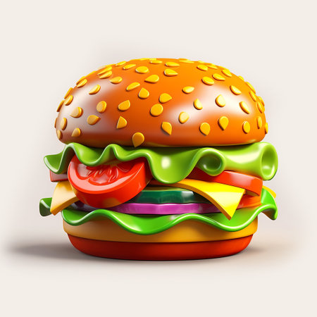 3d burger on simple background. Generative AI.の素材