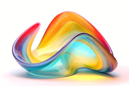 Abstract colorful glass wavy shape. Generative AI.の素材