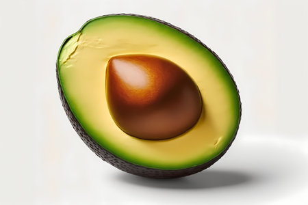 Close-up cut avocado isolated on white background. Generative AI..の素材